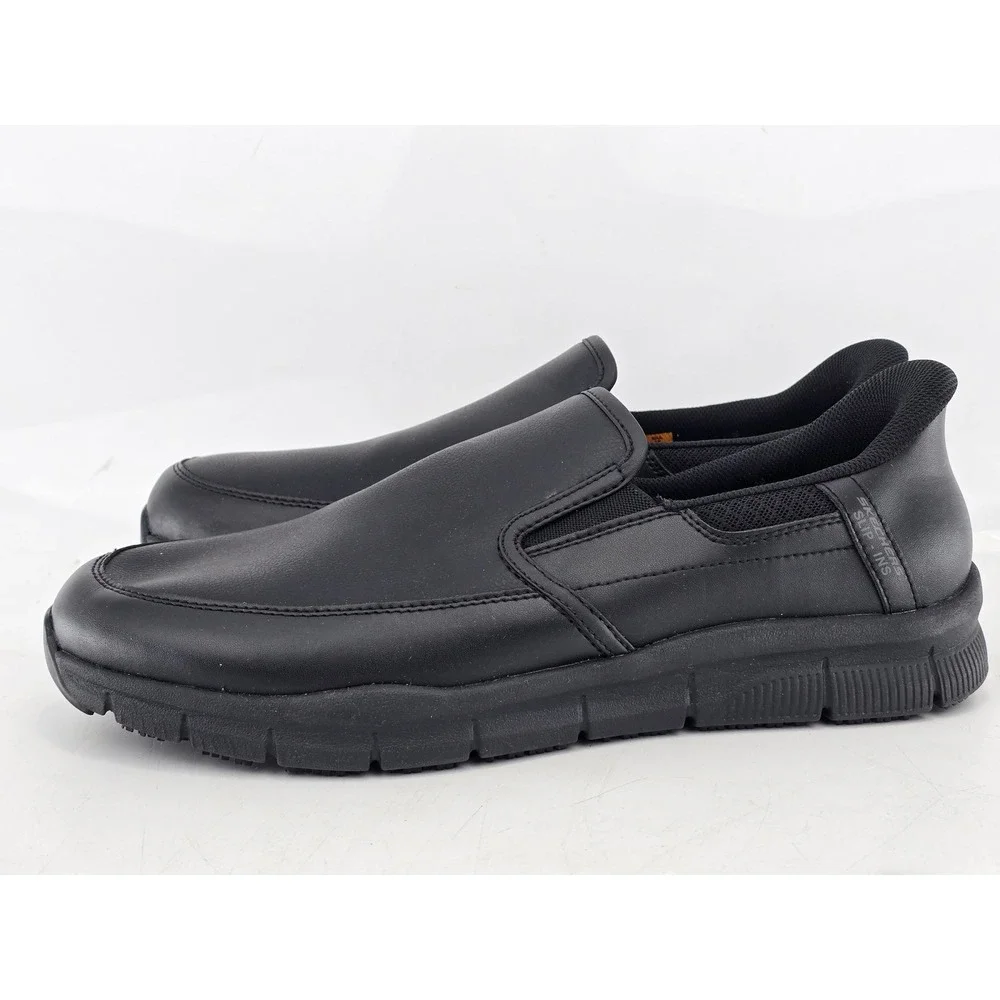 Skechers Slip-ins Work Shoes Mens 13 Black Leather EH SRO - Excellent